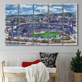 Pittsburgh Pirates PNC Park Watercolor, 5 Pieces B, Multi Panel Canvas Prints Wall Art Decor