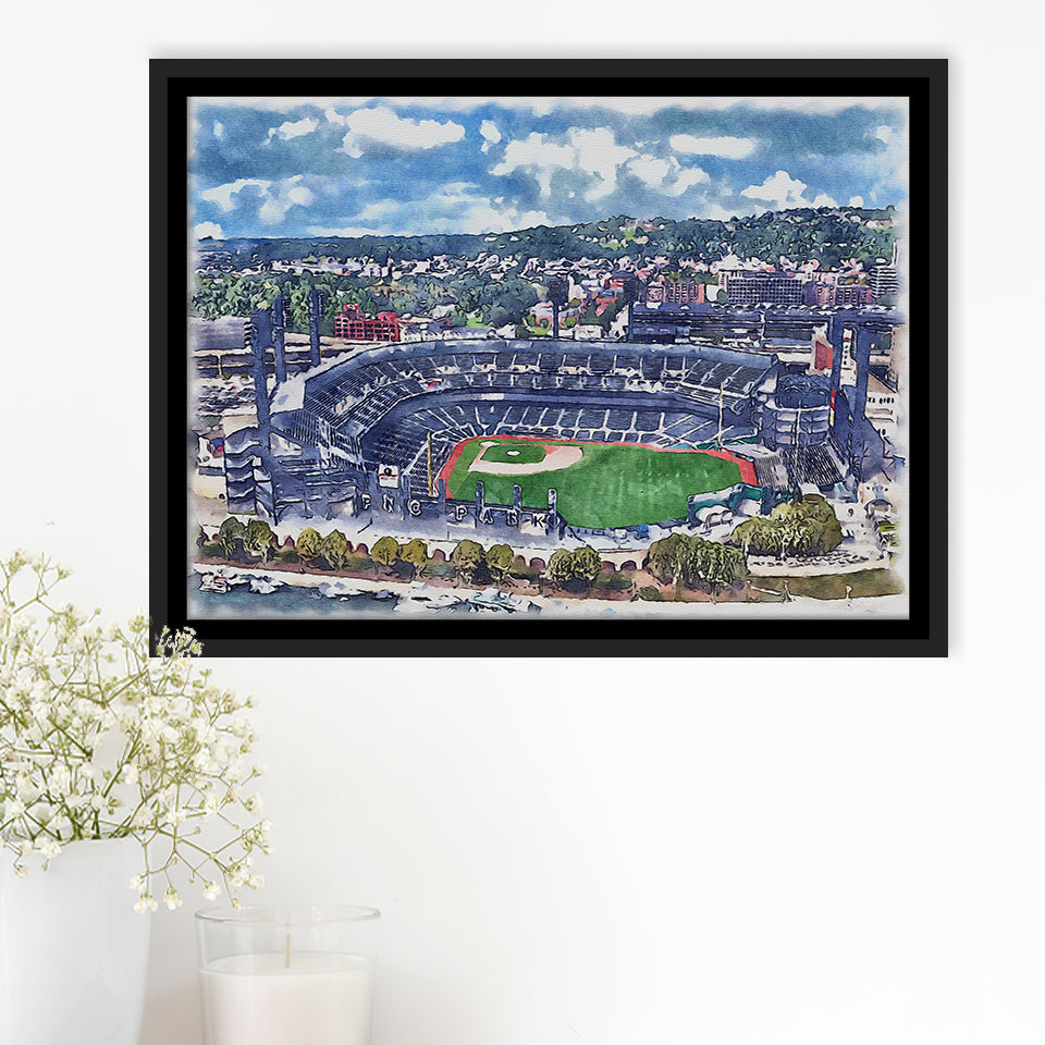 Pittsburgh Pirates PNC Park Watercolor, Sport Art Prints Fan Gift, Framed Canvas Prints Wall Art Decor