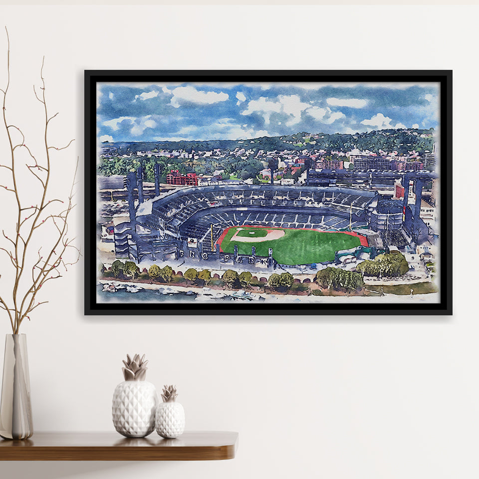Pittsburgh Pirates PNC Park Watercolor, Sport Art Prints Fan Gift, Framed Canvas Prints Wall Art Decor