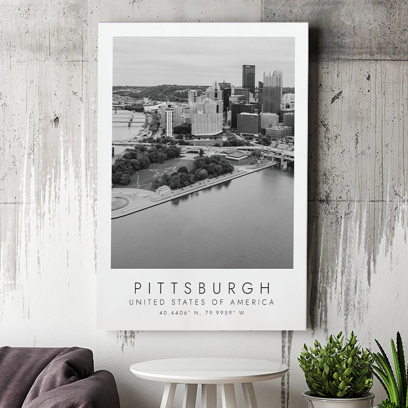 Pittsburgh Usa Black And White Art Canvas Prints Wall Art Home Decor