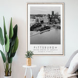 Pittsburgh Usa Black And White Art Framed Canvas Prints Wall Art Home Decor, Floating Frame