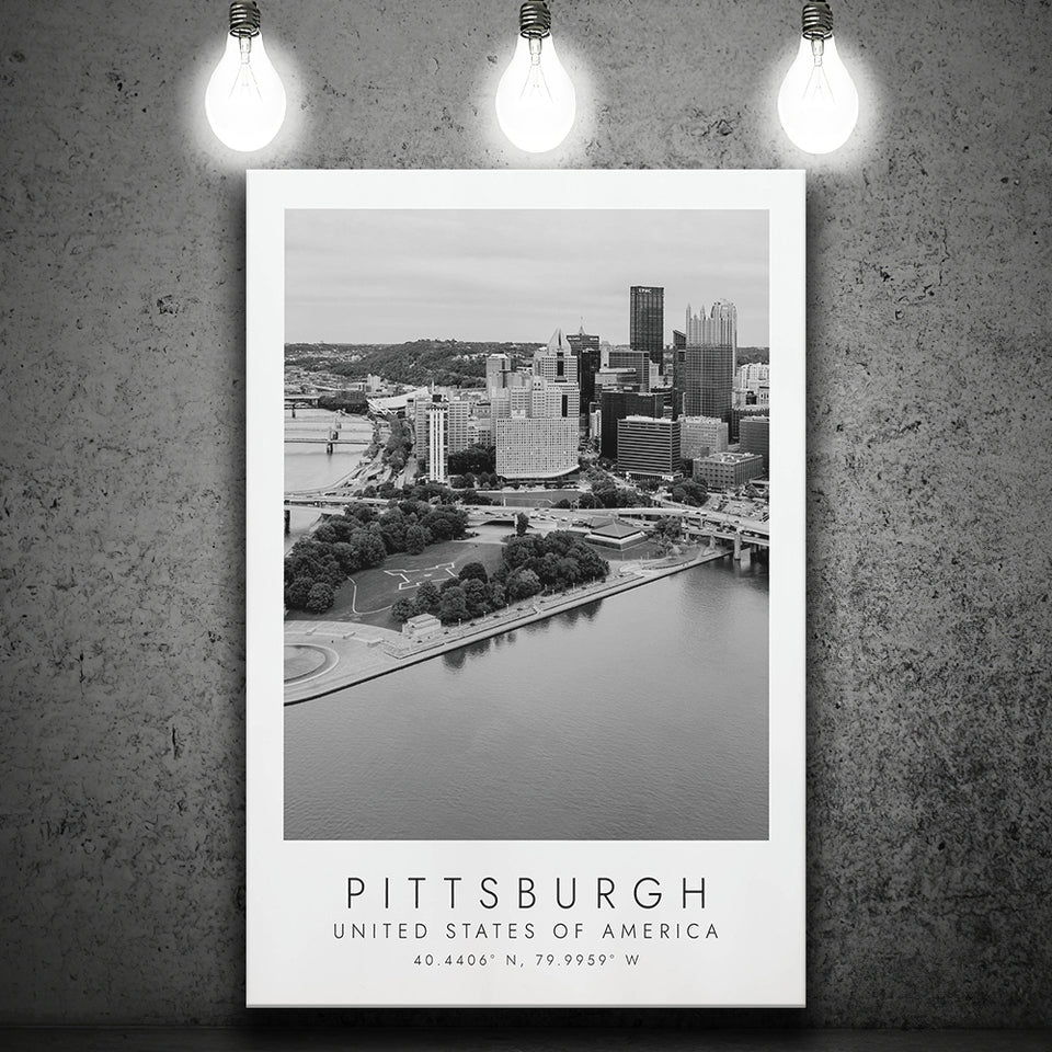 Pittsburgh Usa Black And White Art Canvas Prints Wall Art Home Decor
