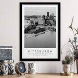 Pittsburgh Usa Black And White Art Framed Art Prints Wall Art Decor, Framed Picture