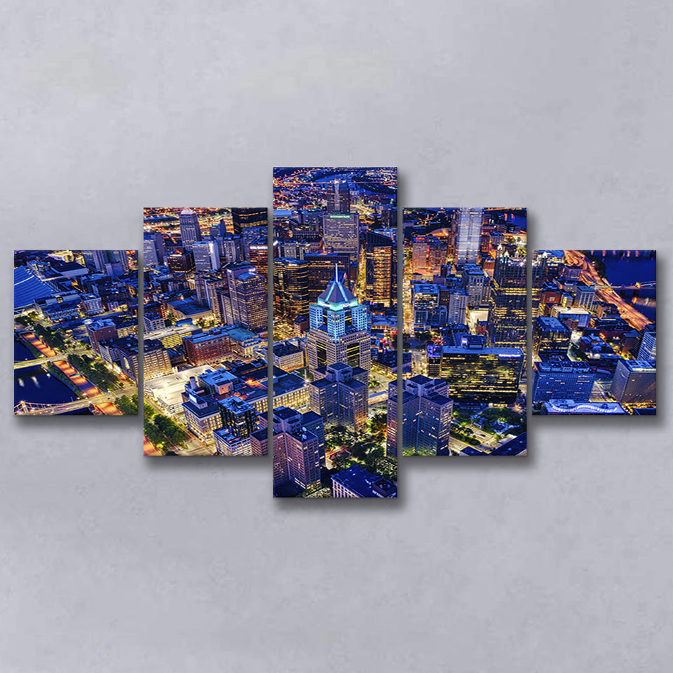 Pittsburgh, Pittsburgh Skyline100 Multi Panels,Canvas Prints Wall Art Home Decor