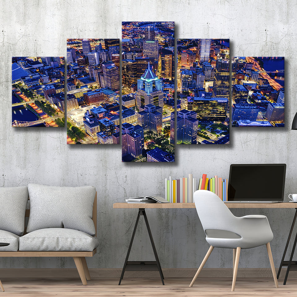 Pittsburgh, Pittsburgh Skyline100 Multi Panels,Canvas Prints Wall Art Home Decor