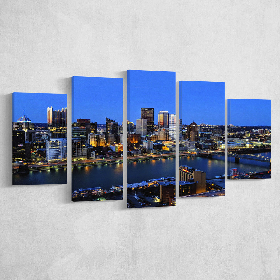 Pittsburgh, Pittsburgh Skyline Multi Panels,Canvas Prints Wall Art Home Decor