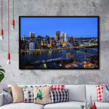 Pittsburgh, Pittsburgh Skyline Framed Art Prints Wall Art Decor,Black Frame, Ready to hang