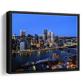 Pittsburgh, Pittsburgh Skyline Framed Canvas Prints Wall Art Decor, Black Floating Frame