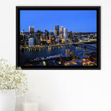 Pittsburgh, Pittsburgh Skyline Framed Canvas Prints Wall Art Decor, Black Floating Frame