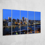 Pittsburgh, Pittsburgh Skyline 5 Panels B,Large Canvas,Canvas Prints Wall Art Home Decor