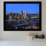 Pittsburgh, Pittsburgh Skyline Framed Art Prints Wall Art Decor,Black Frame, Ready to hang