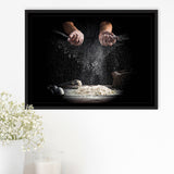 Pizza, Chef Gift Framed Canvas Prints Wall Art Decor, Black Floating Frame