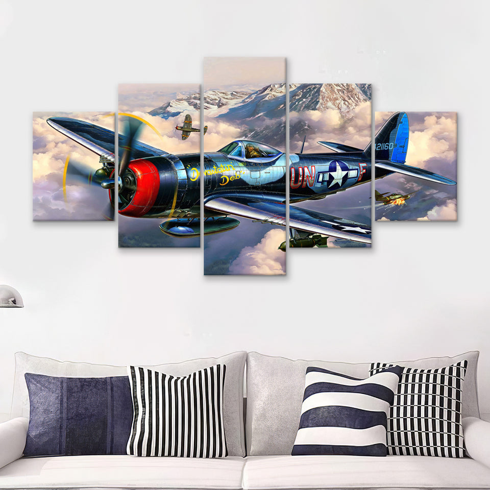 Plane Canvas Huge Canvas Art Iconic Wall Art Minimalist 5 Piece Canvas Prints Wall Art Decor - Painting Canvas, Multi Panels