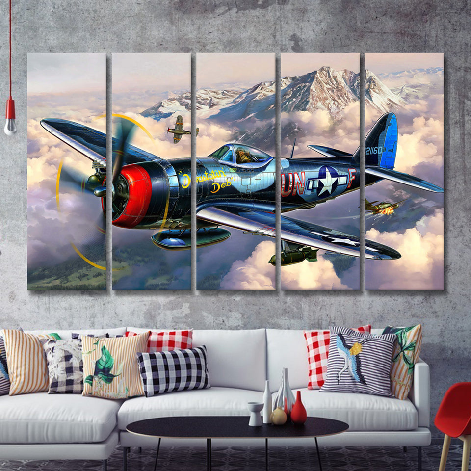 Plane Canvas Huge Canvas Art Iconic Wall Art Minimalist 5 Piece B Canvas Prints Wall Art Decor - Painting Canvas, Multi Panels