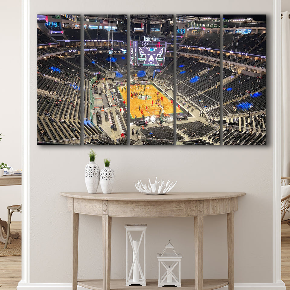 Playoffs in Arena Fiserv Forum, Stadium Canvas, Sport Art, Gift for him, Multi Panels B, Canvas Prints Wall Art Decor
