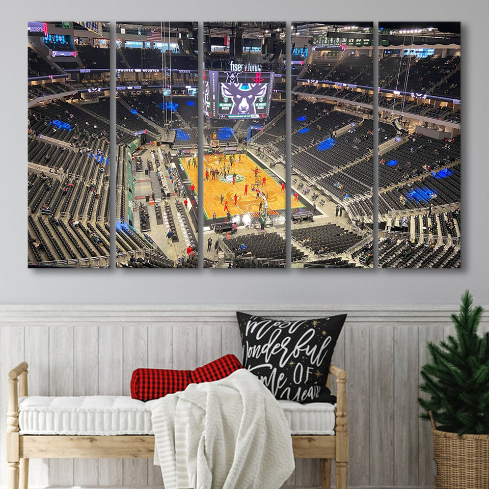 Playoffs in Arena Fiserv Forum, Stadium Canvas, Sport Art, Gift for him, Multi Panels B, Canvas Prints Wall Art Decor