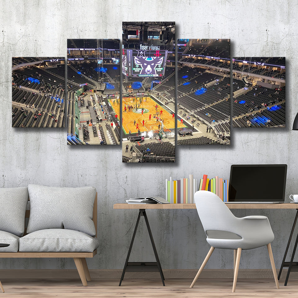 Playoffs in Arena Fiserv Forum, Stadium Canvas, Sport Art, Large Canvas, Multi Panels, Canvas Prints Wall Art Decor