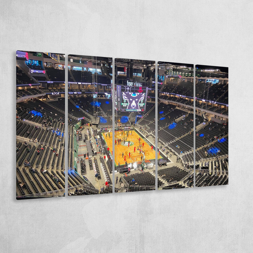 Playoffs in Arena Fiserv Forum, Stadium Canvas, Sport Art, Gift for him, Multi Panels B, Canvas Prints Wall Art Decor