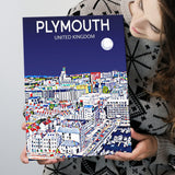 Plymouth UK Art Night Art Print ,City Art Print, Large Canvas, Canvas Print Wall Art Home Decor