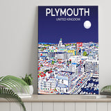 Plymouth UK Art Night Art Print ,City Art Print, Large Canvas, Canvas Print Wall Art Home Decor