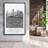 Pnc Park Pittsburgh Pirates Baseball Lovers Black And White Art Framed Canvas Prints Wall Art Home Decor, Floating Frame