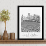Pnc Park Pittsburgh Pirates Baseball Lovers Black And White Art Framed Canvas Prints Wall Art Home Decor, Floating Frame