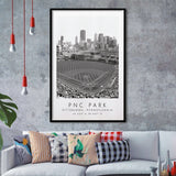 Pnc Park Pittsburgh Pirates Baseball Lovers Black And White Art Framed Art Prints Wall Art Decor, Framed Picture