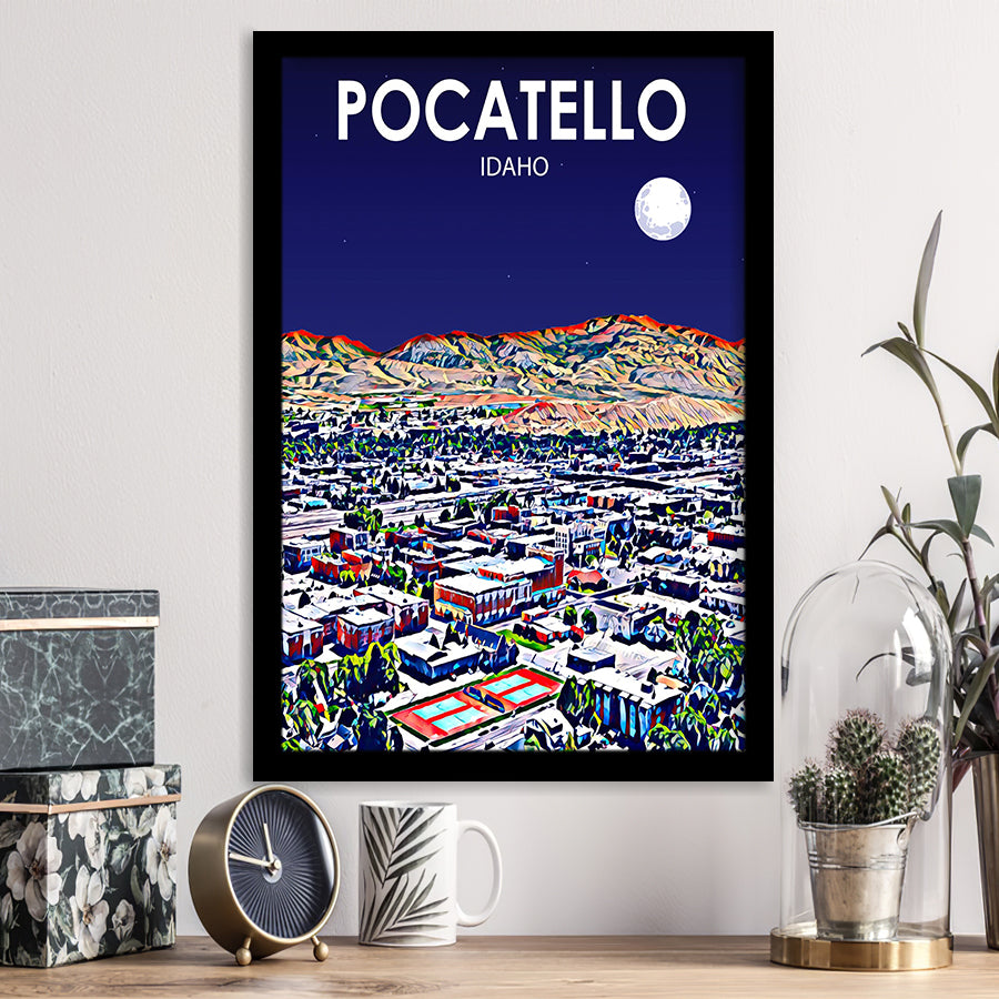Pocatello ID Art V1, City Art Print, Framed Art Print Wall Art Home Decor, Framed Picture