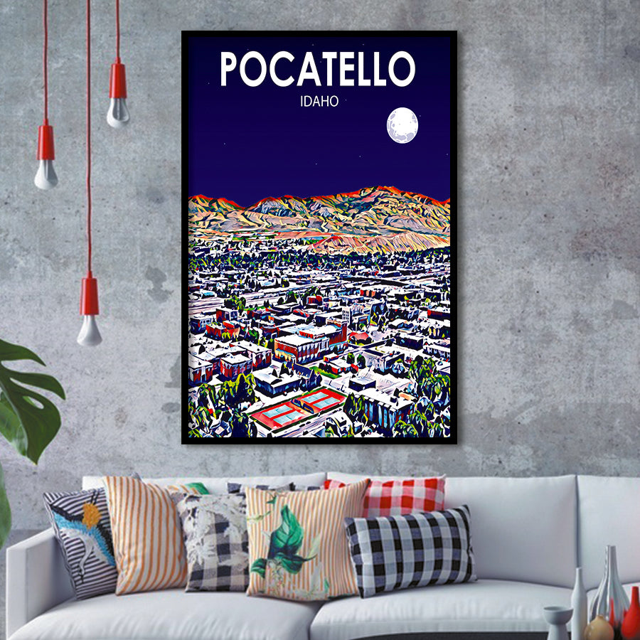 Pocatello ID Art V1, City Art Print, Framed Art Print Wall Art Home Decor, Framed Picture