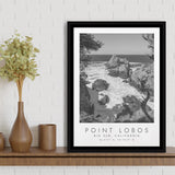 Point Lobos Big Sur California Black And White Art Framed Canvas Prints Wall Art Home Decor, Floating Frame