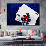 Poker, Poker Player Gift Framed Canvas Prints Wall Art Decor, Black Floating Frame