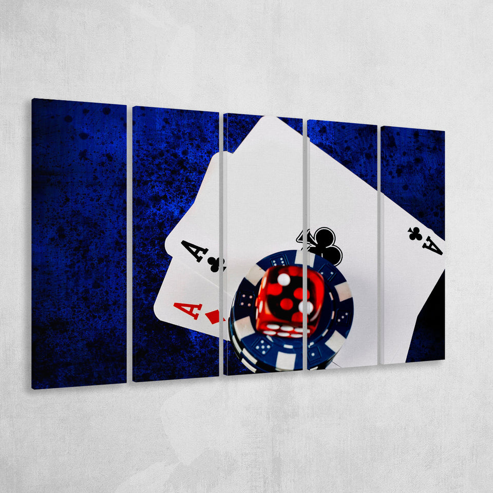 Poker, Poker Player Gift 5 Panels B,Large Canvas,Canvas Prints Wall Art Home Decor