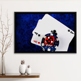 Poker, Poker Player Gift Framed Canvas Prints Wall Art Decor, Black Floating Frame
