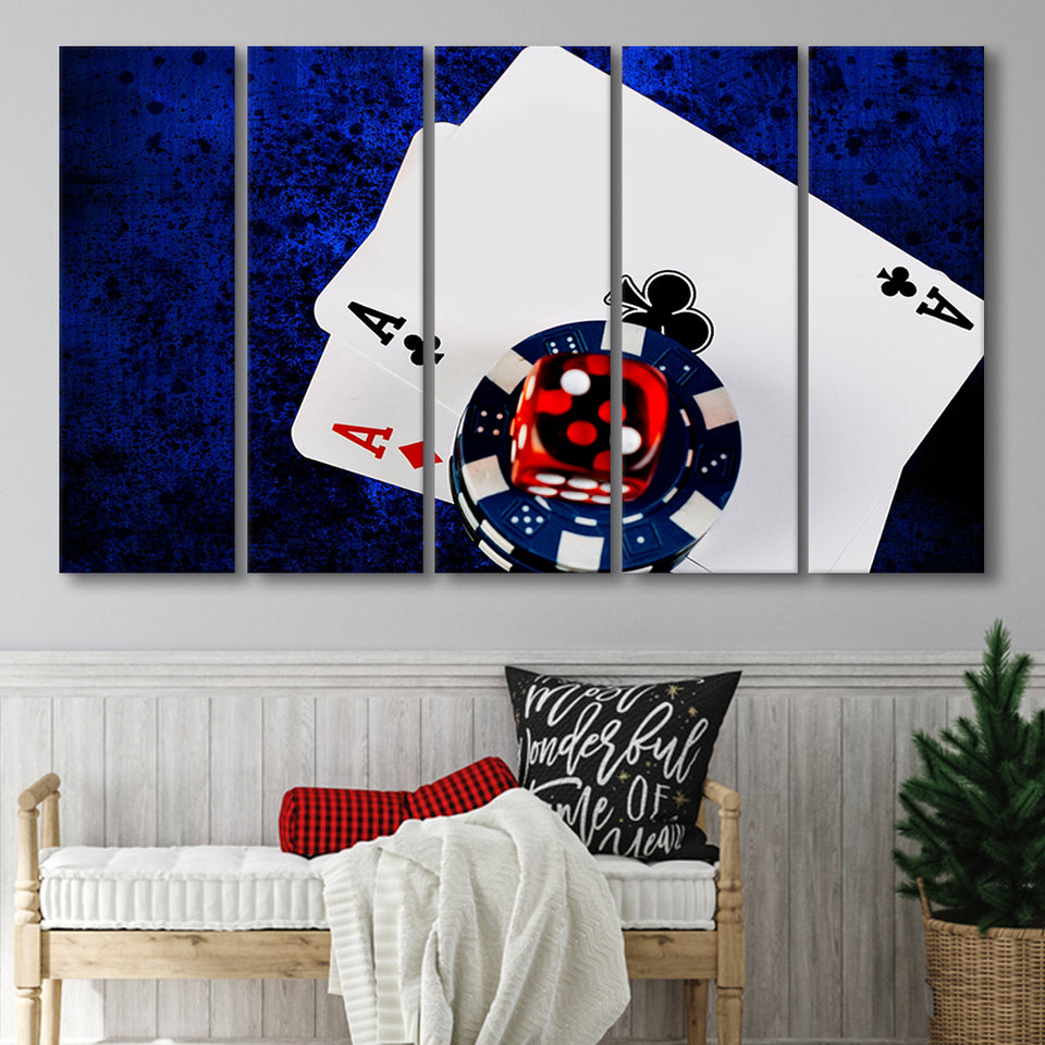 Poker, Poker Player Gift 5 Panels B,Large Canvas,Canvas Prints Wall Art Home Decor