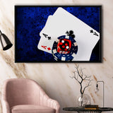Poker, Poker Player Gift Framed Canvas Prints Wall Art Decor, Black Floating Frame