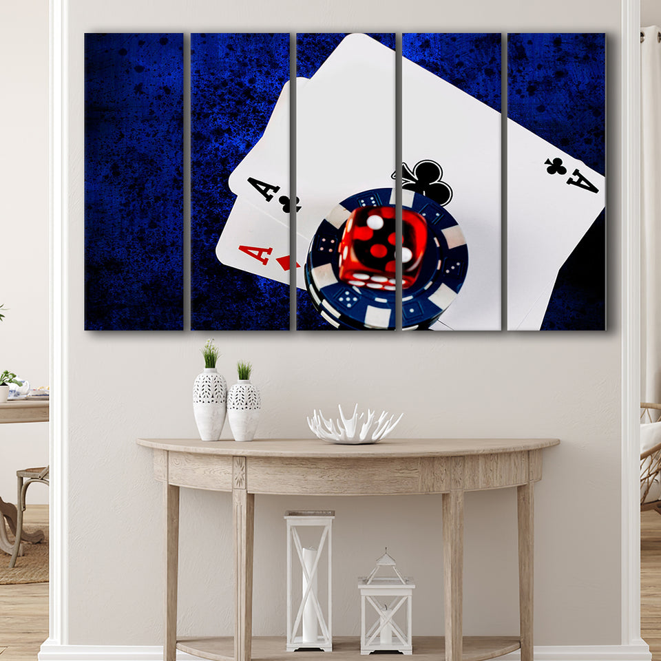 Poker, Poker Player Gift 5 Panels B,Large Canvas,Canvas Prints Wall Art Home Decor