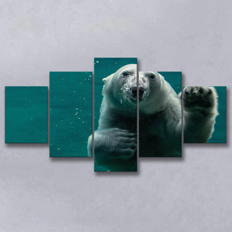Polar Bear Under Water, Polar Bear Wall Decor Multi Panels,Canvas Prints Wall Art Home Decor