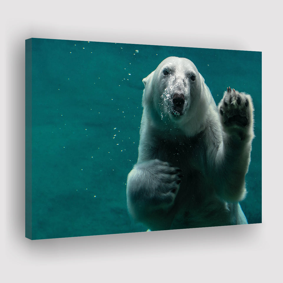 Polar Bear Under Water, Polar Bear Wall Decor Canvas Prints Wall Art Home Decor - Painting Canvas, Ready to hang