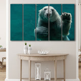 Polar Bear Under Water, Polar Bear Wall Decor 5 Panels B,Large Canvas,Canvas Prints Wall Art Home Decor