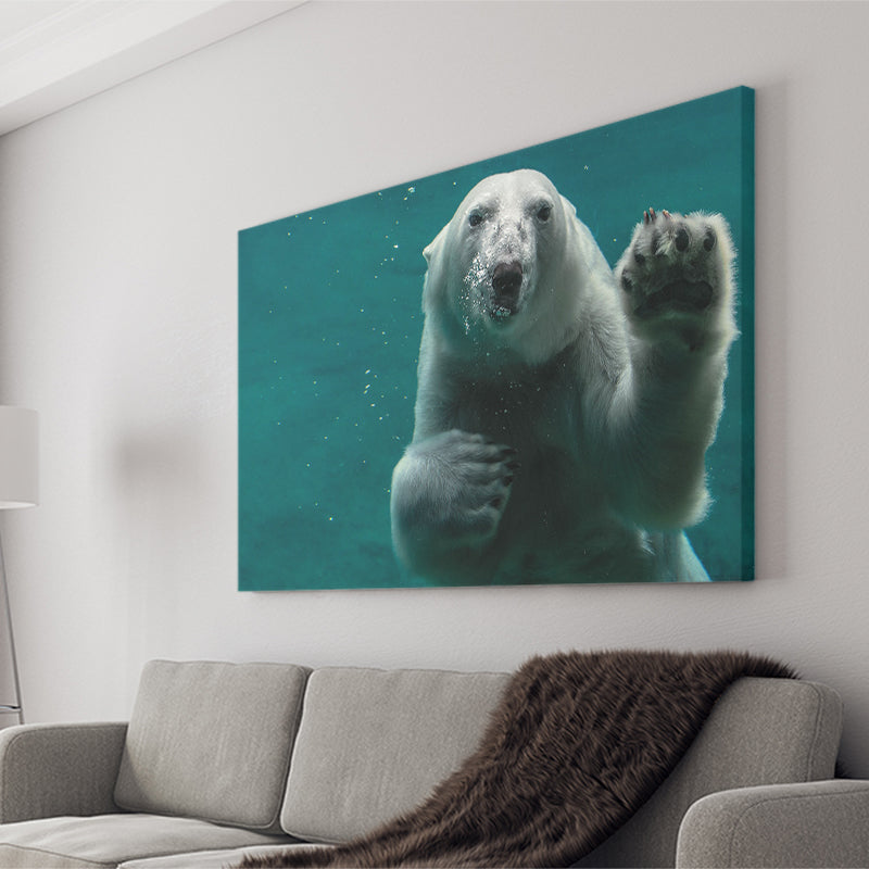 Polar Bear Under Water, Polar Bear Wall Decor Canvas Prints Wall Art Home Decor - Painting Canvas, Ready to hang