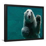 Polar Bear Under Water, Polar Bear Wall Decor Framed Art Prints Wall Art Decor,Black Frame, Ready to hang