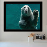 Polar Bear Under Water, Polar Bear Wall Decor Framed Art Prints Wall Art Decor,Black Frame, Ready to hang