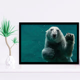 Polar Bear Under Water, Polar Bear Wall Decor Framed Art Prints Wall Art Decor,Black Frame, Ready to hang
