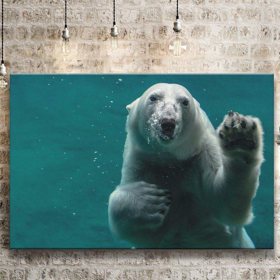 Polar Bear Under Water, Polar Bear Wall Decor Canvas Prints Wall Art Home Decor - Painting Canvas, Ready to hang