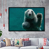 Polar Bear Under Water, Polar Bear Wall Decor Framed Art Prints Wall Art Decor,Black Frame, Ready to hang