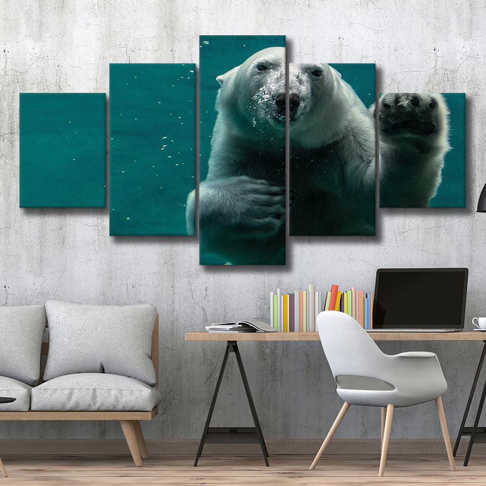 Polar Bear Under Water, Polar Bear Wall Decor Multi Panels,Canvas Prints Wall Art Home Decor
