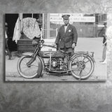 Police Motorcycle Black And White Print, Henderson Motorcycle Canvas Prints Wall Art Home Decor