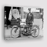 Police Motorcycle Black And White Print, Henderson Motorcycle Canvas Prints Wall Art Home Decor