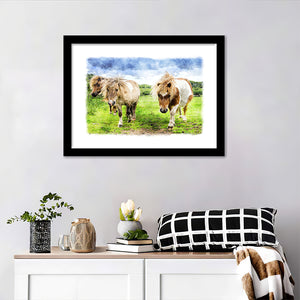Ponies On Bodmin Moor In Cornwall Framed Wall Art - Framed Prints, Art Prints, Home Decor, Painting Prints