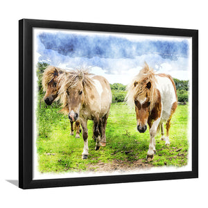 Ponies On Bodmin Moor In Cornwall Framed Wall Art - Framed Prints, Art Prints, Print for Sale, Painting Prints